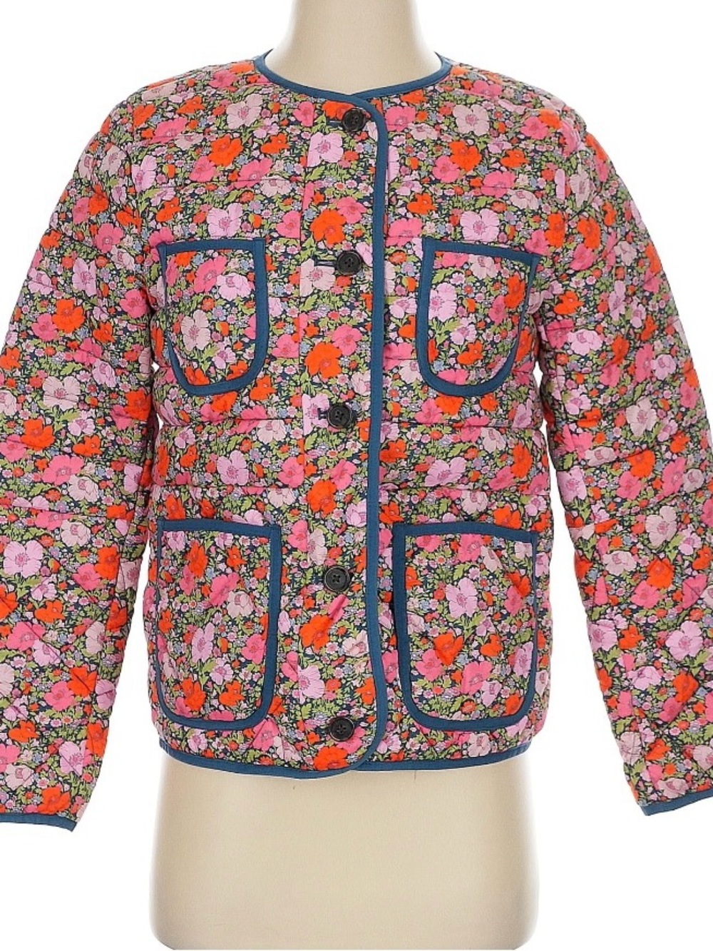 J. Crew Organic Cotton Quilted Floral Jacket